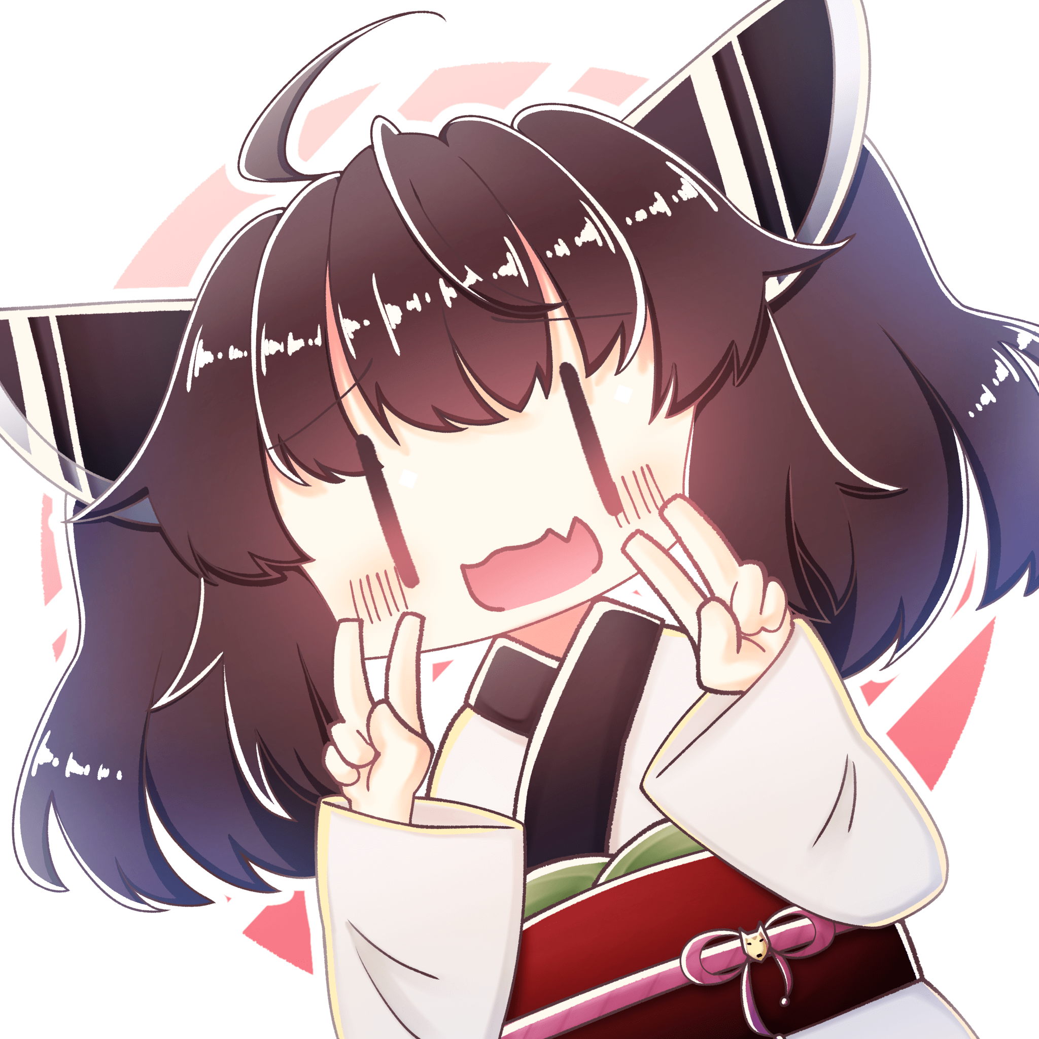 ダブルピースしている東北きりたんの棒目版